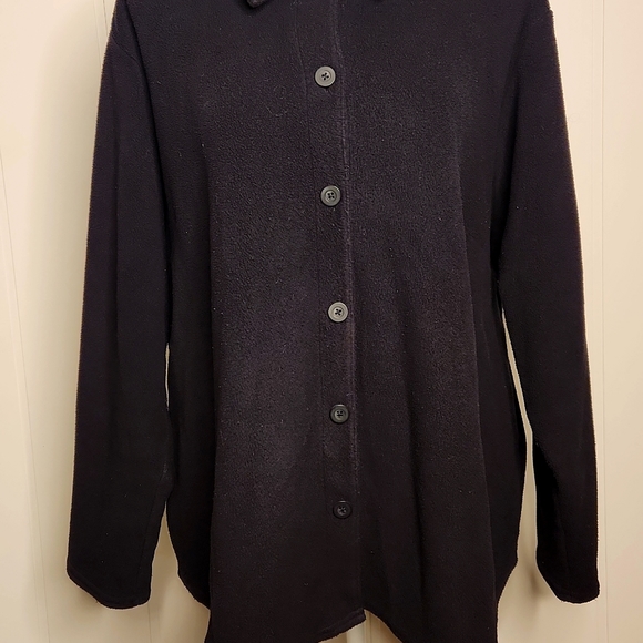 L.L.BEAN black polartek button-down fleece shacket Jacket - Picture 3 of 8